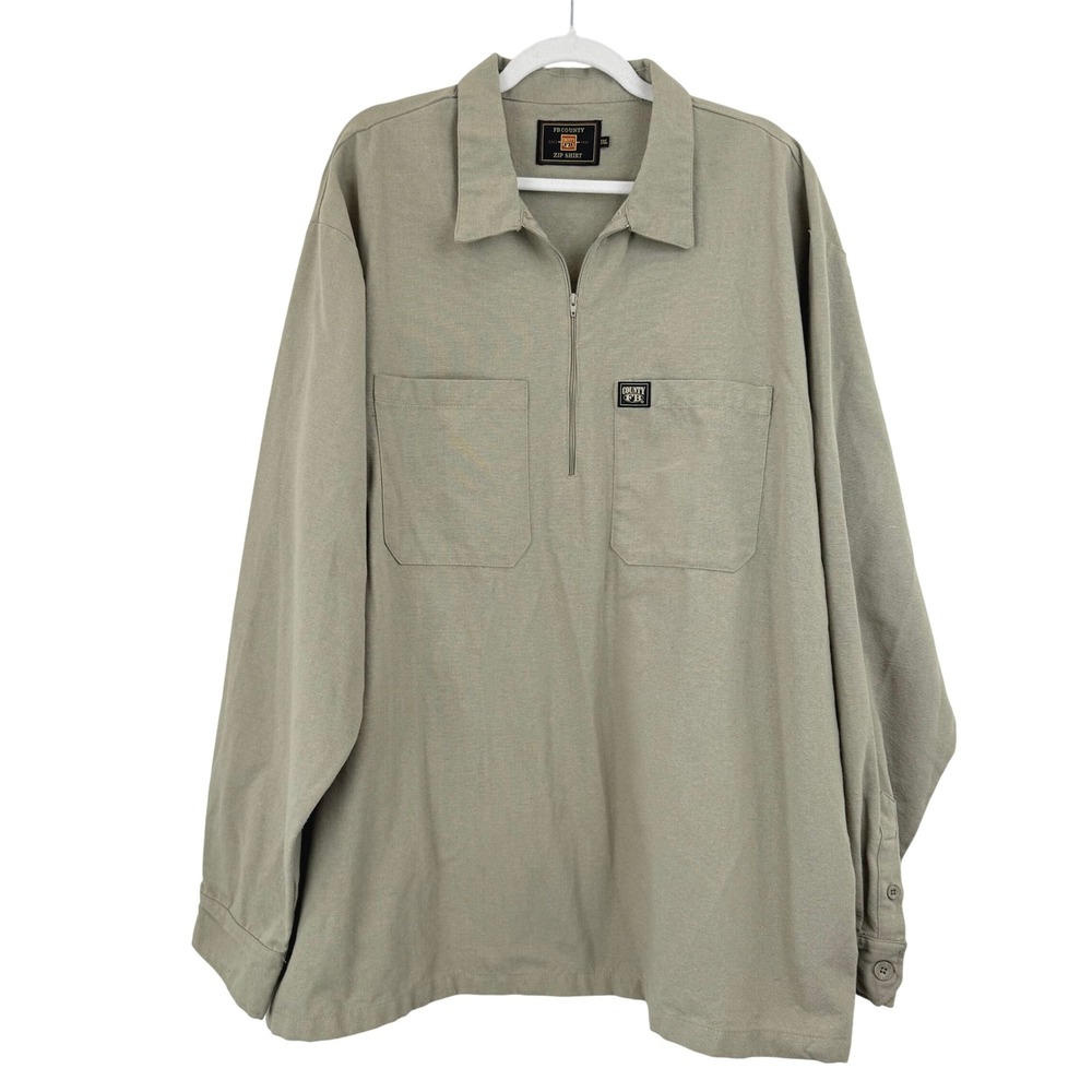 FB County Zip Shirt Long Sleeve Pocket Workwear Casual MEN 3XL‎ heavyweight